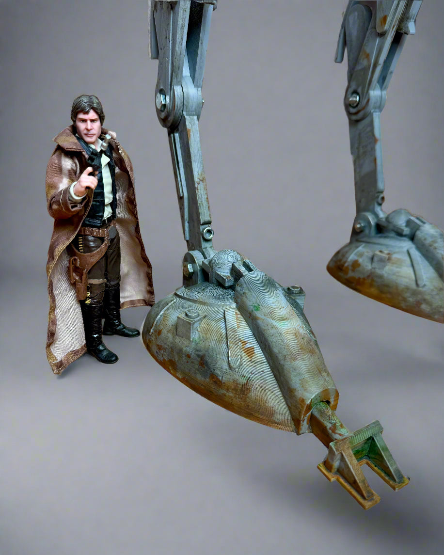AT-ST 1/12 Scale for star wars the black series ground view with Han Solo black series figure for size comparison