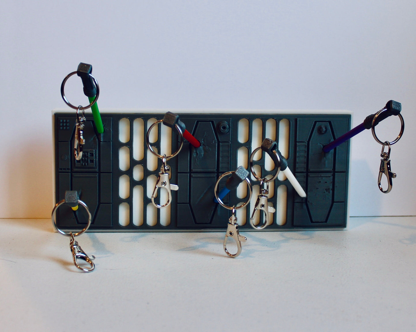 Lightsaber Key Rack, Wall Mounted Key Hanger, Sci-Fi Fantasy Decor, Key Holder for Star Wars Fans 3D Printed Death Star Wall Design