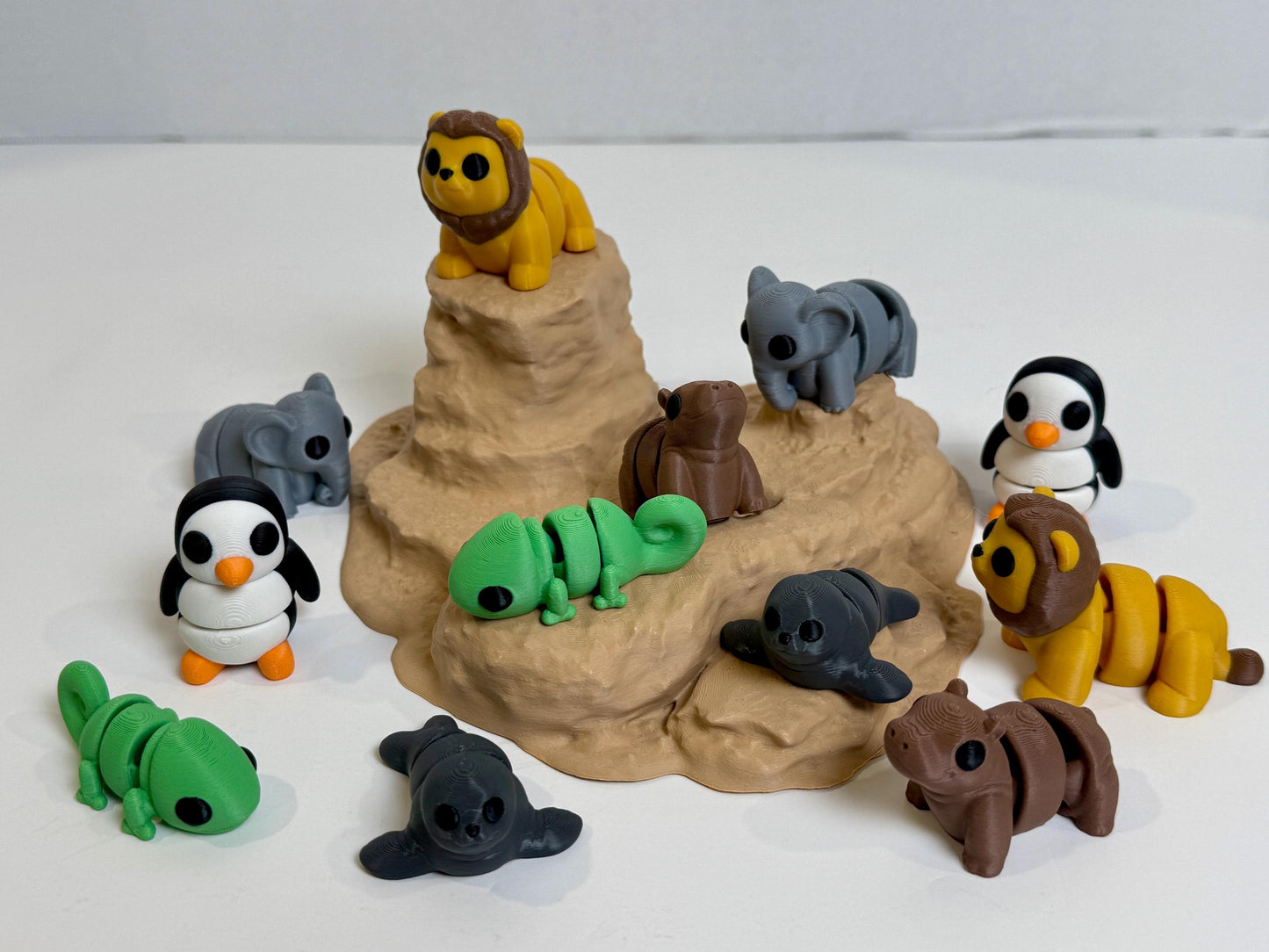 Zoo Animal 6 Pack #2 ZOU3D Flexi Articulated Sensory Fidget 3D Printed Animal Wiggle Stocking Stuffer Gift for Teacher Counselor Therapy Toy