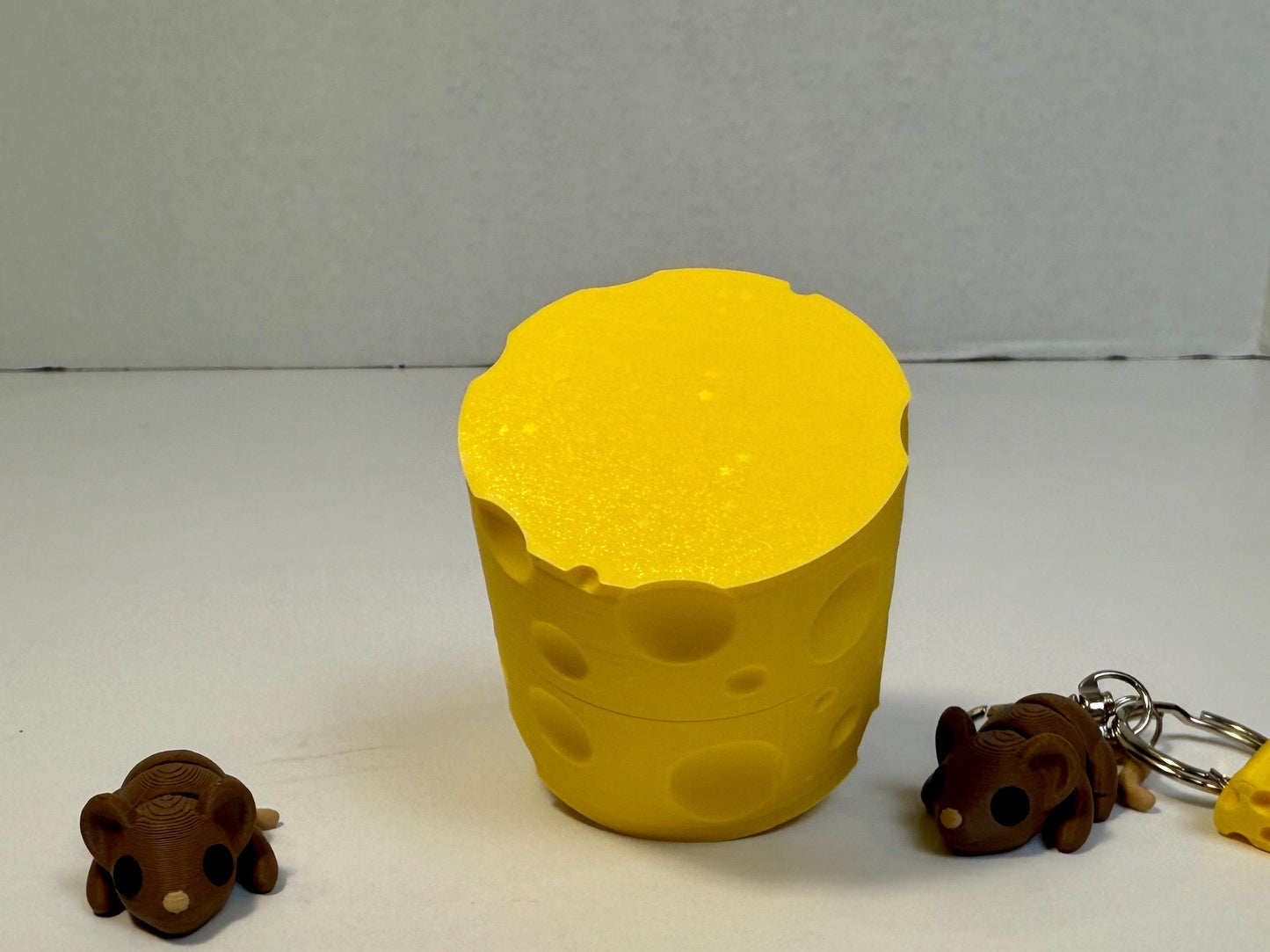 Mouse Fidget Toy & Keychain Set with Cheese Box | ZOU3D | Flexi Articulated Sensory Fidget Animals | 3D Printed Fidget Toy | Baby Animals