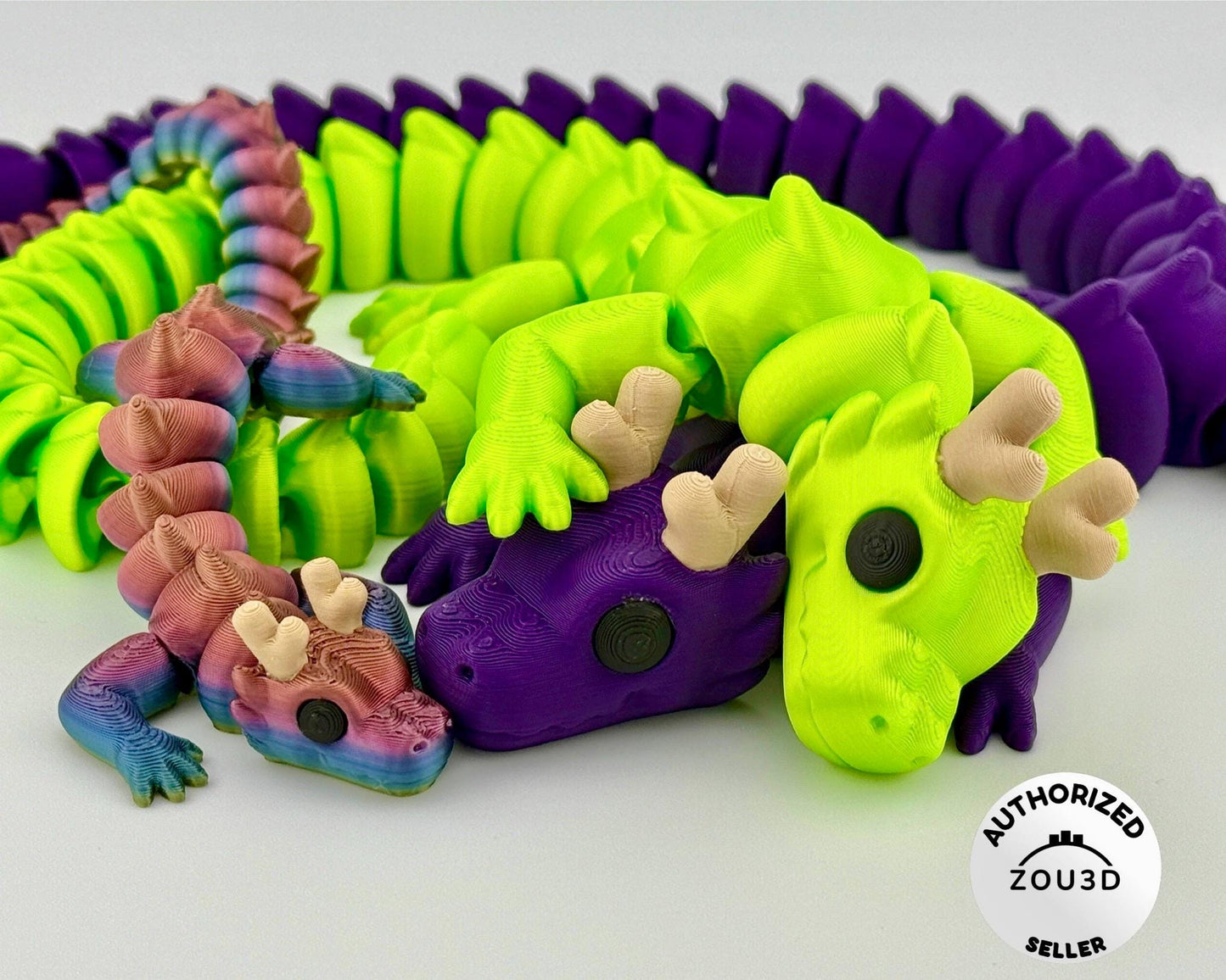 Articulated Dragon Fidget Desk Pet – 3D Printed Flexi Desk Toy for Teens & Adults | Sensory Stress Relief Gift | Rainbow Pride Options