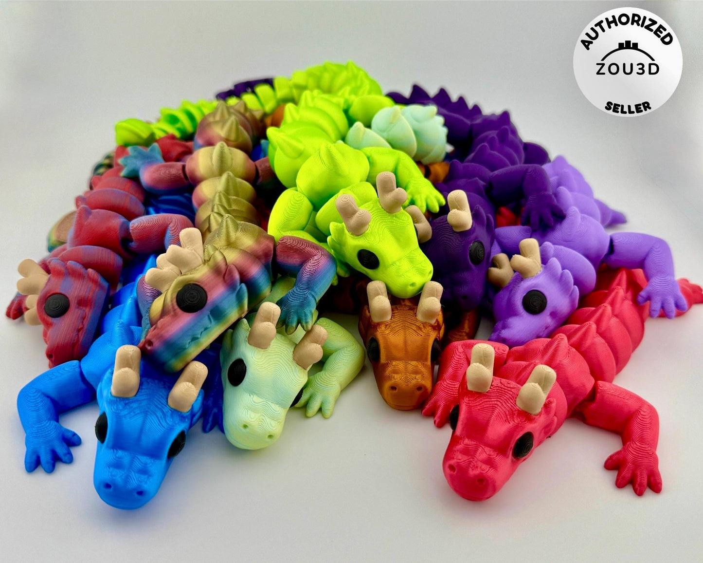 Articulated Dragon Fidget Desk Pet – 3D Printed Flexi Desk Toy for Teens & Adults | Sensory Stress Relief Gift | Rainbow Pride Options