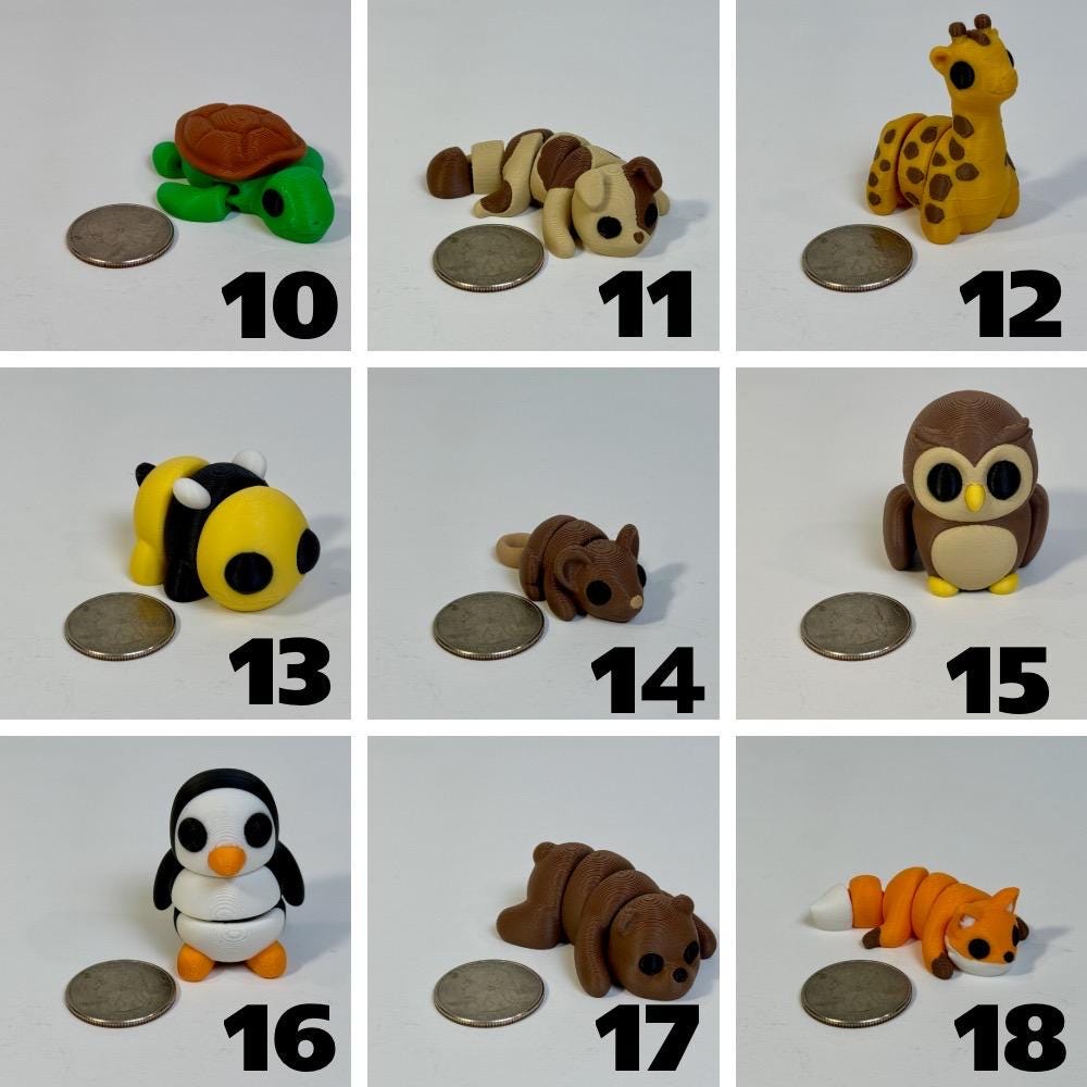 Desk Pet Fidget Pick Your Own Mini Animal – Durable 3D Printed Articulated Sensory Toy | Teacher Gift, Therapy Aid
