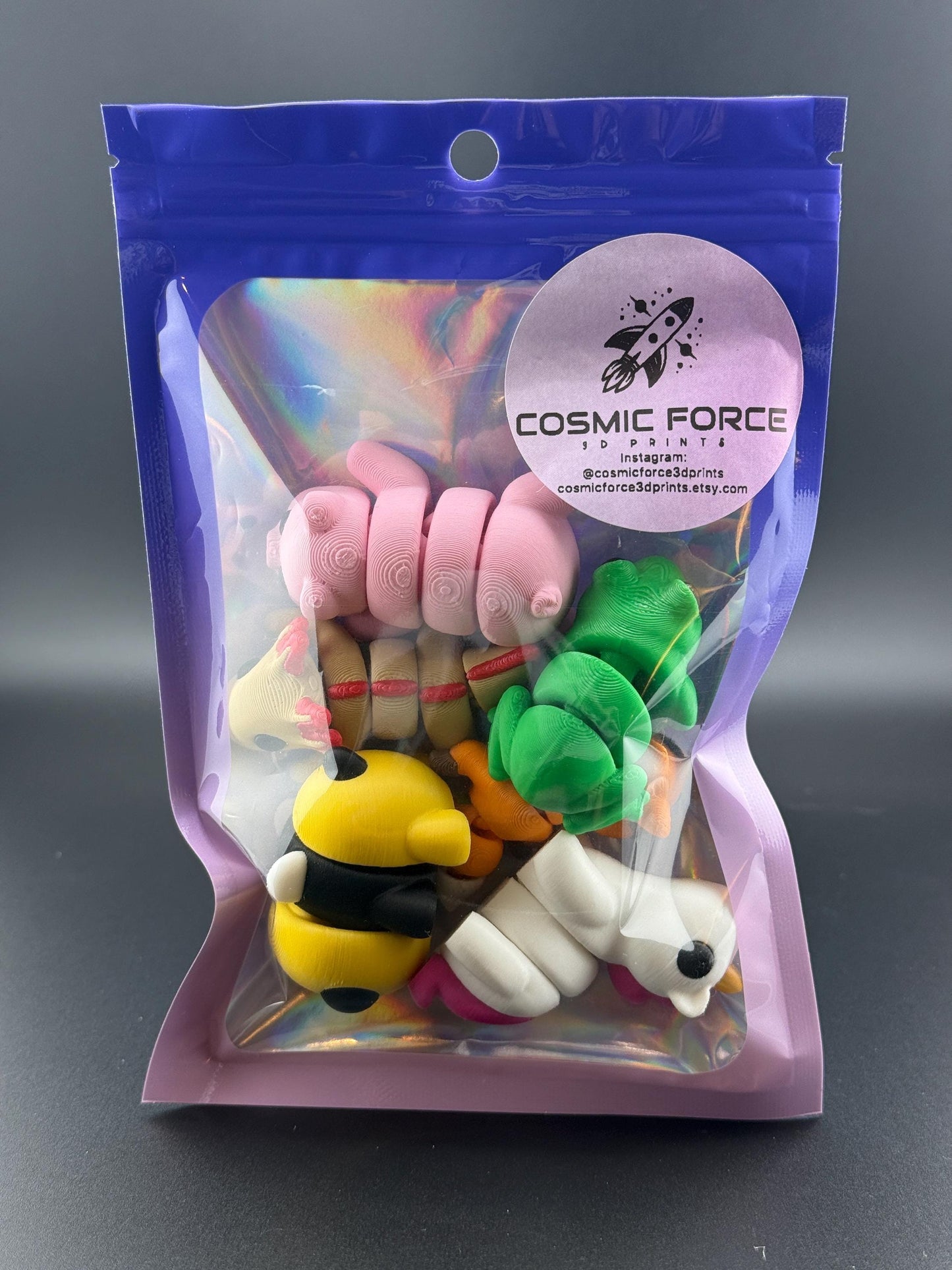 Fidget Friends Mystery 6 pack Zou 3D Animal | Flexi Articulated Sensory Fidgets | 3D Printed Fidget Toy | Baby Animals