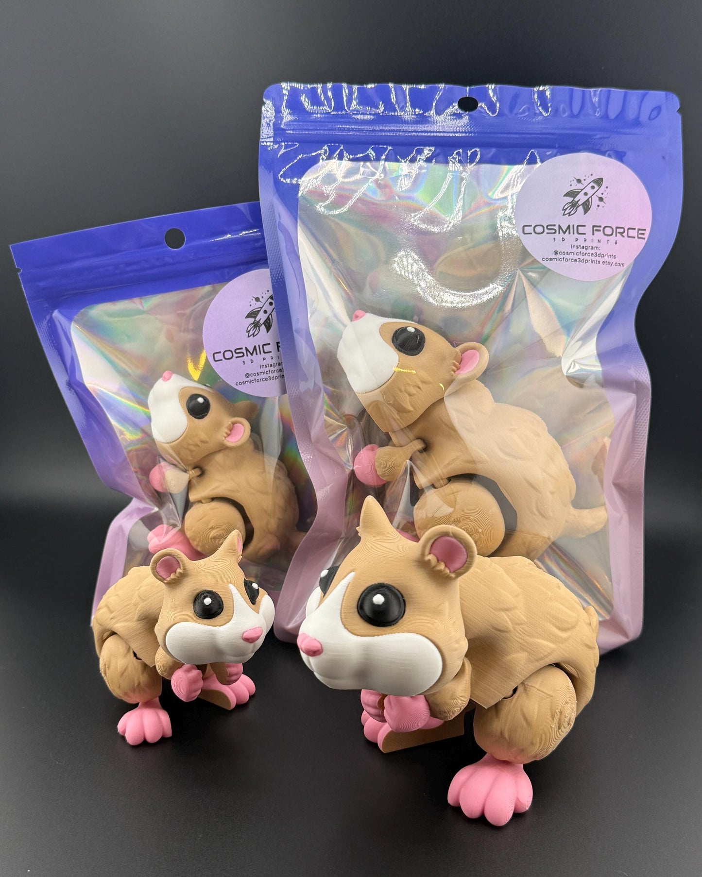 Hamster Fidget Friend Flexi Articulated Sensory Fidget 3D Printed Animal Wiggle Stocking Stuffer Gift for Teacher Cute Therapy Toy