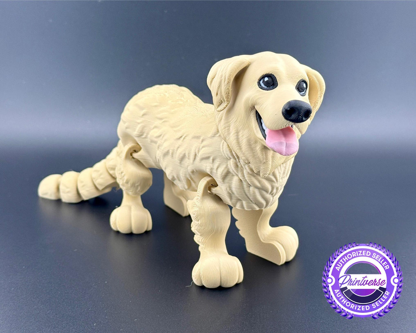 Golden Retriever Fidget Friend Printverse Flexi Articulated Sensory Fidget 3D Printed Animal Wiggle for Teacher Cute Therapy Toy