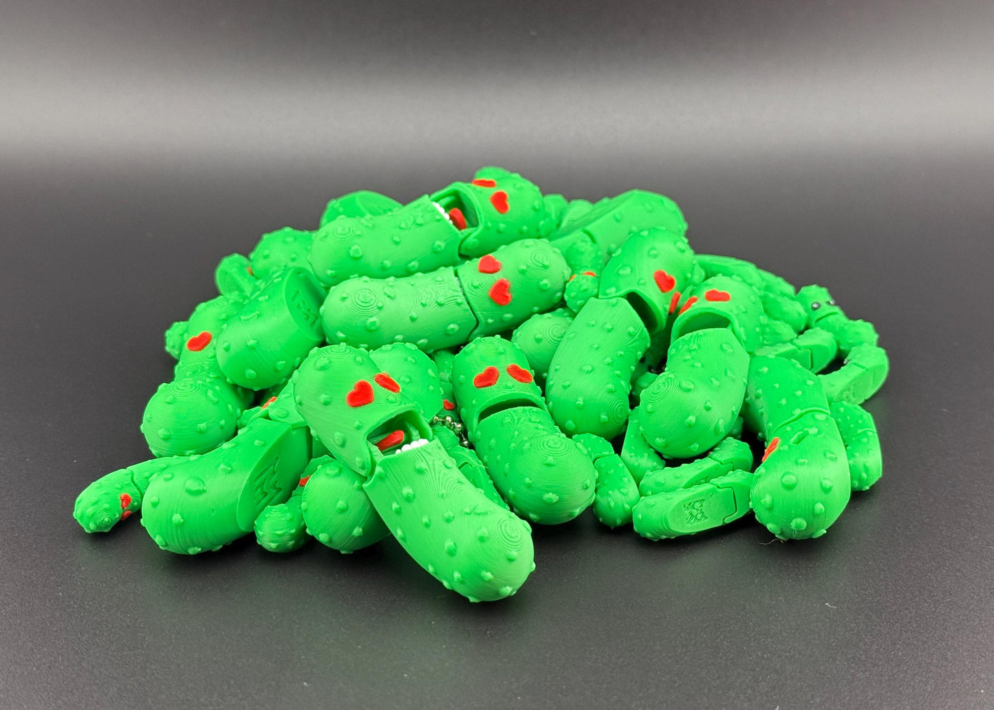 Heart Pickle and Micro Pack, Tickles the Pickle 3D Printed Articulating Fidget Toy, Unique 3D Printed Toy Gift Set for Boyfriend Girlfriend