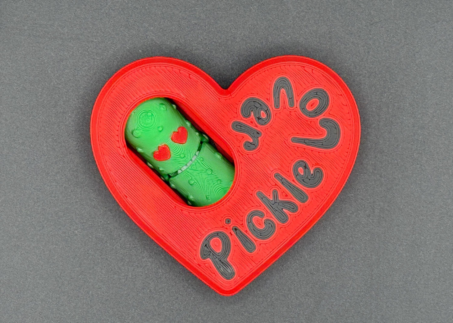 Heart Pickle and Micro Pack, Tickles the Pickle 3D Printed Articulating Fidget Toy, Unique 3D Printed Toy Gift Set for Boyfriend Girlfriend