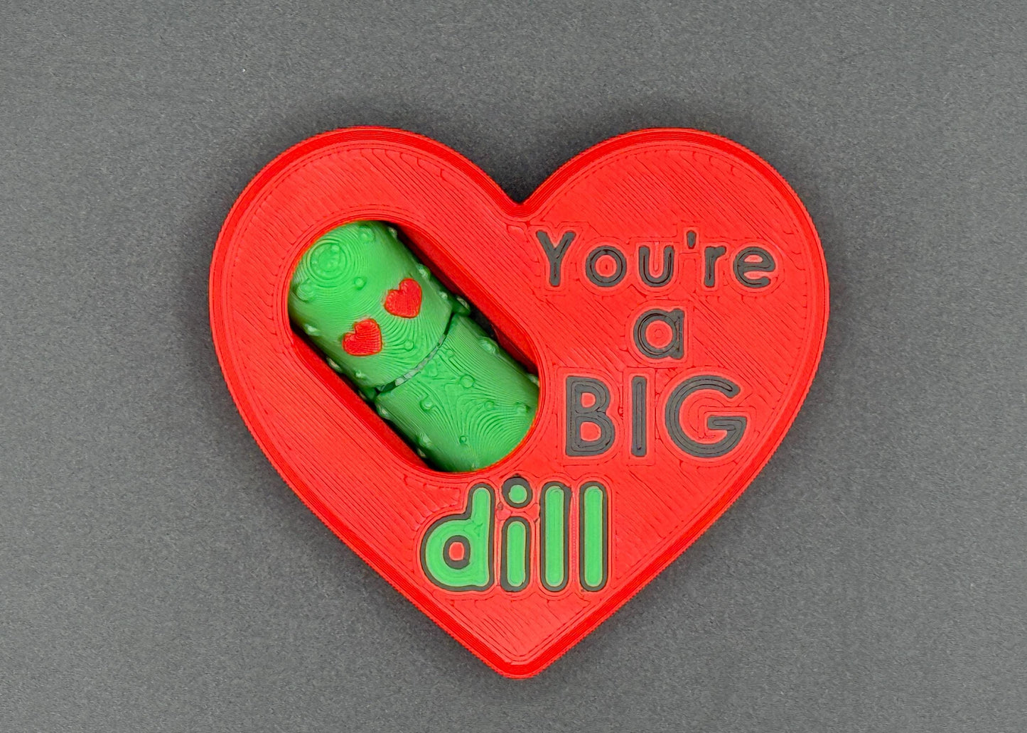 Heart Pickle and Micro Pack, Tickles the Pickle 3D Printed Articulating Fidget Toy, Unique 3D Printed Toy Gift Set for Boyfriend Girlfriend