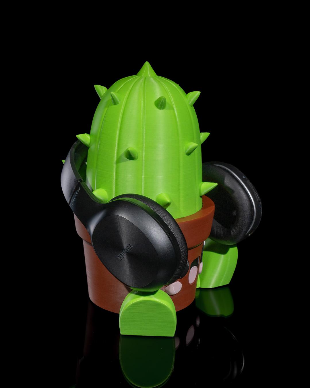 Kawaii Succulent Headphone Stand - Cute 3D Printed Holder, Kawaiictus Headphone Holder, 3D Printed Gamer Gift, Unique Tech Accessory