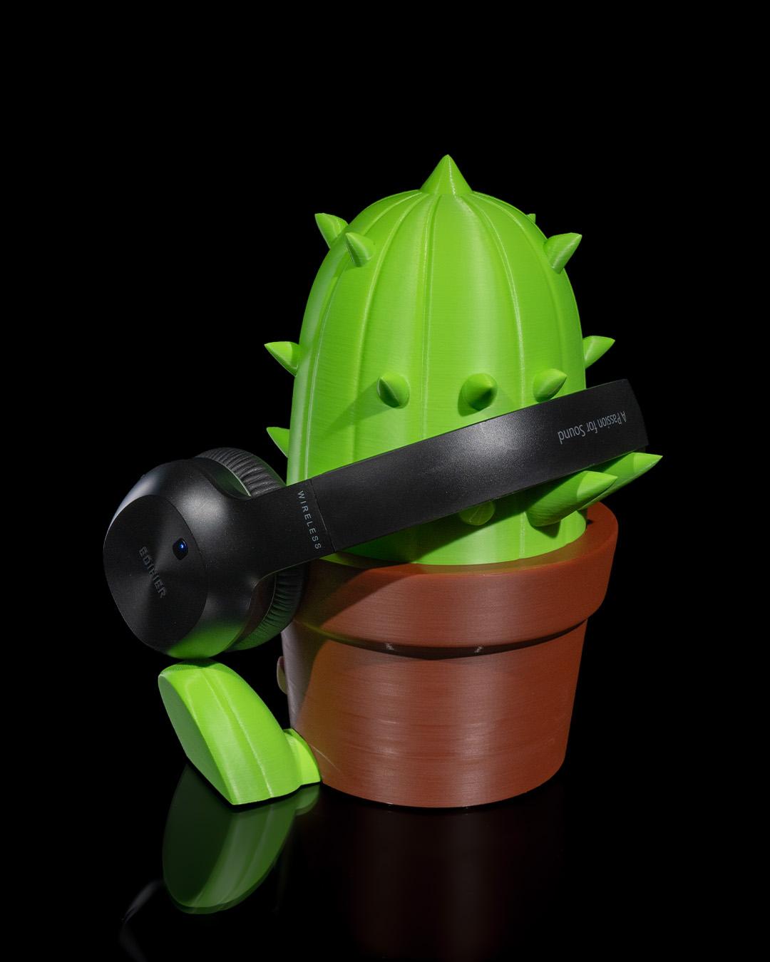 Kawaii Succulent Headphone Stand - Cute 3D Printed Holder, Kawaiictus Headphone Holder, 3D Printed Gamer Gift, Unique Tech Accessory