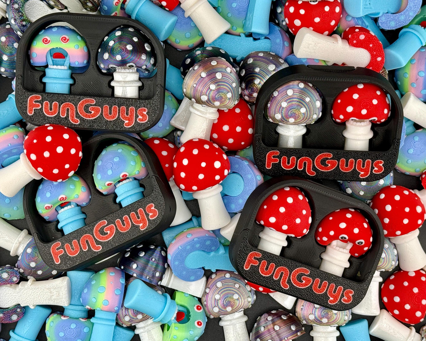 FunGuys Articulating Mushroom Fidget 3D Printed Articulated Fidget Toy, Unique 3D Printed Toy Gift Set