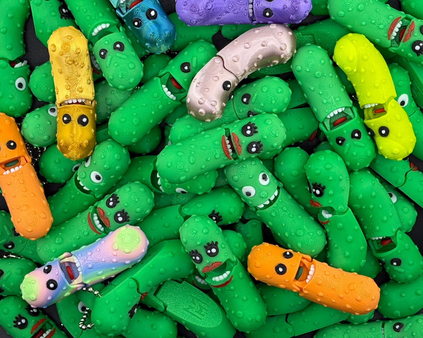 Pickle Expansion Mystery Pack, Tickles the Pickle 3D Printed Articulating Pickle Fidget Mystery Pack, Keychain Tag Accessory for Book Bag