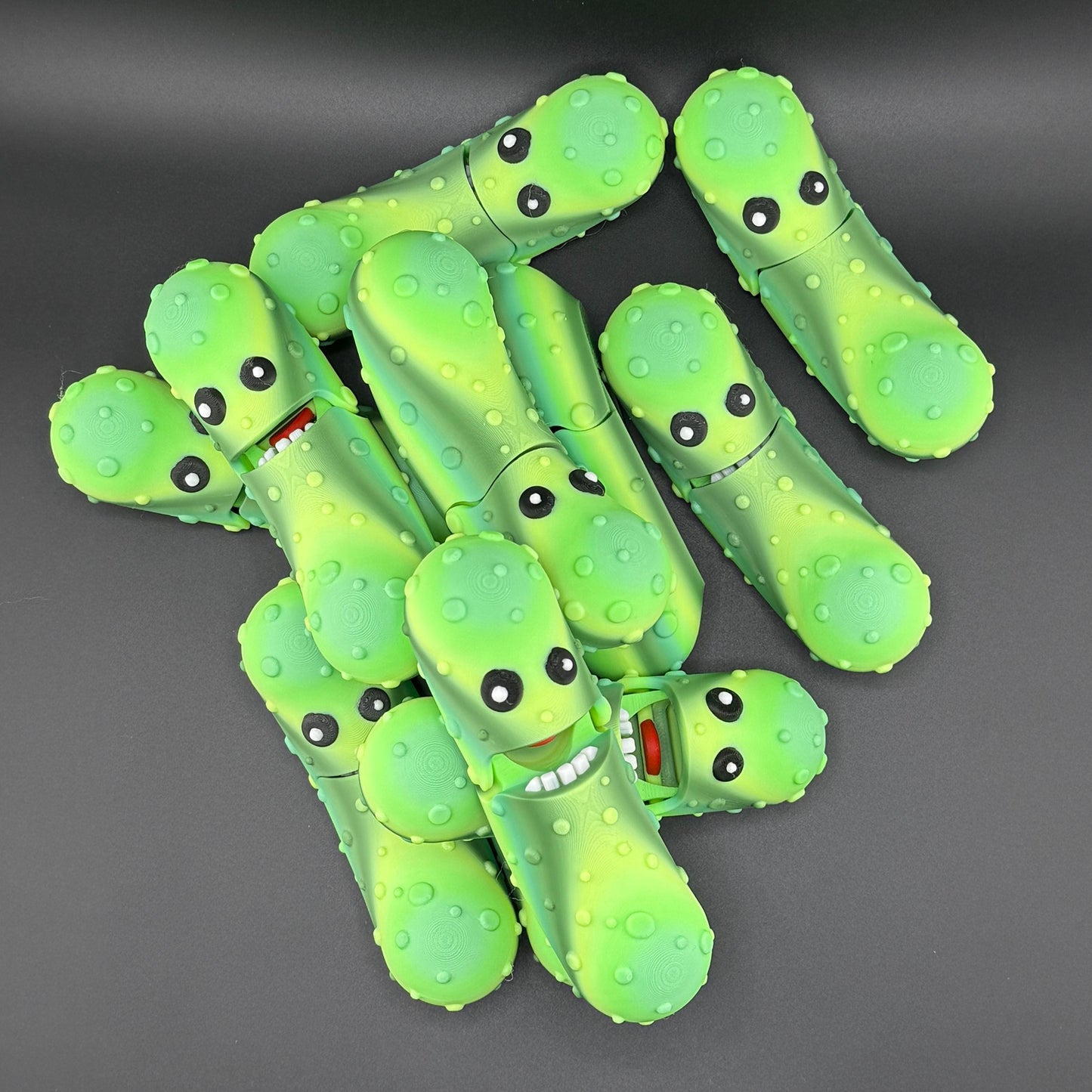 Large Tickles the Pickle 3D Printed Articulating Pickle Fidget, Single or 2 pack