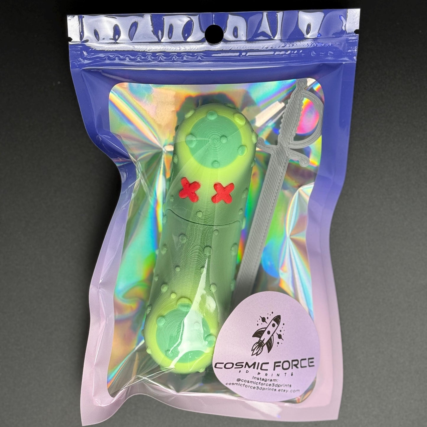 Large Cocktailed Pickle Tickles the Pickle 3D Printed Articulating Pickle Fidget, Single or 2 pack