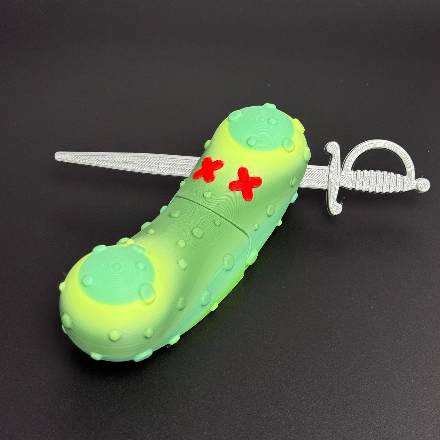 Large Cocktailed Pickle Tickles the Pickle 3D Printed Articulating Pickle Fidget, Single or 2 pack