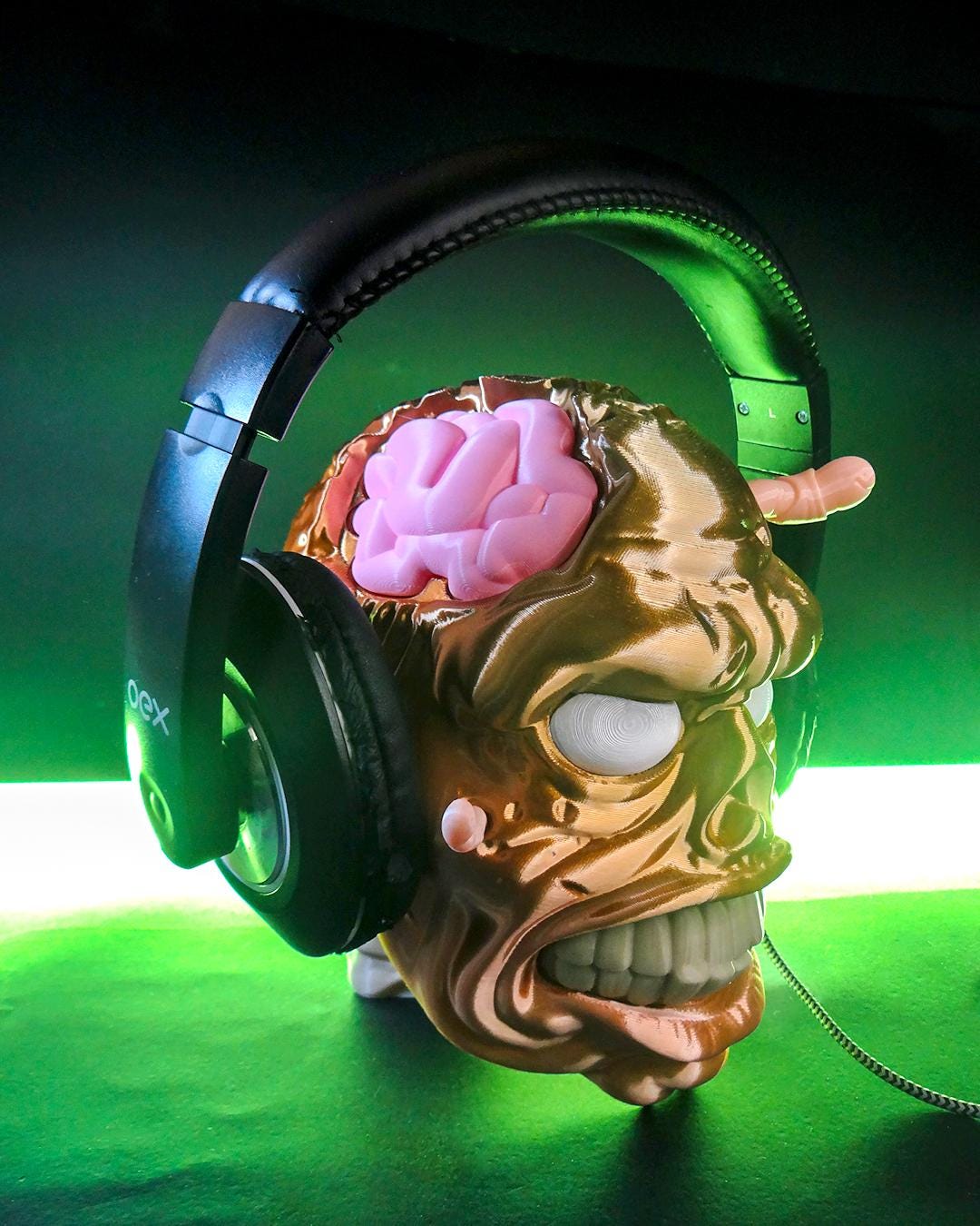 Zombie Skull Headphone Holder 3D Printed Stand