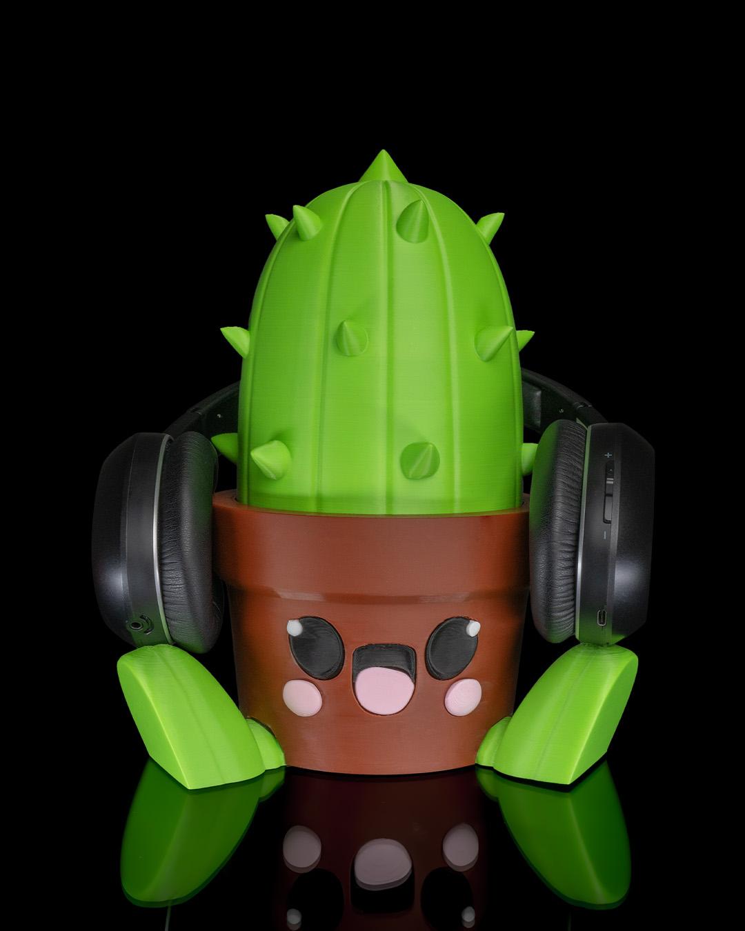 Kawaii Succulent Headphone Stand - Cute 3D Printed Holder, Kawaiictus Headphone Holder, 3D Printed Gamer Gift, Unique Tech Accessory
