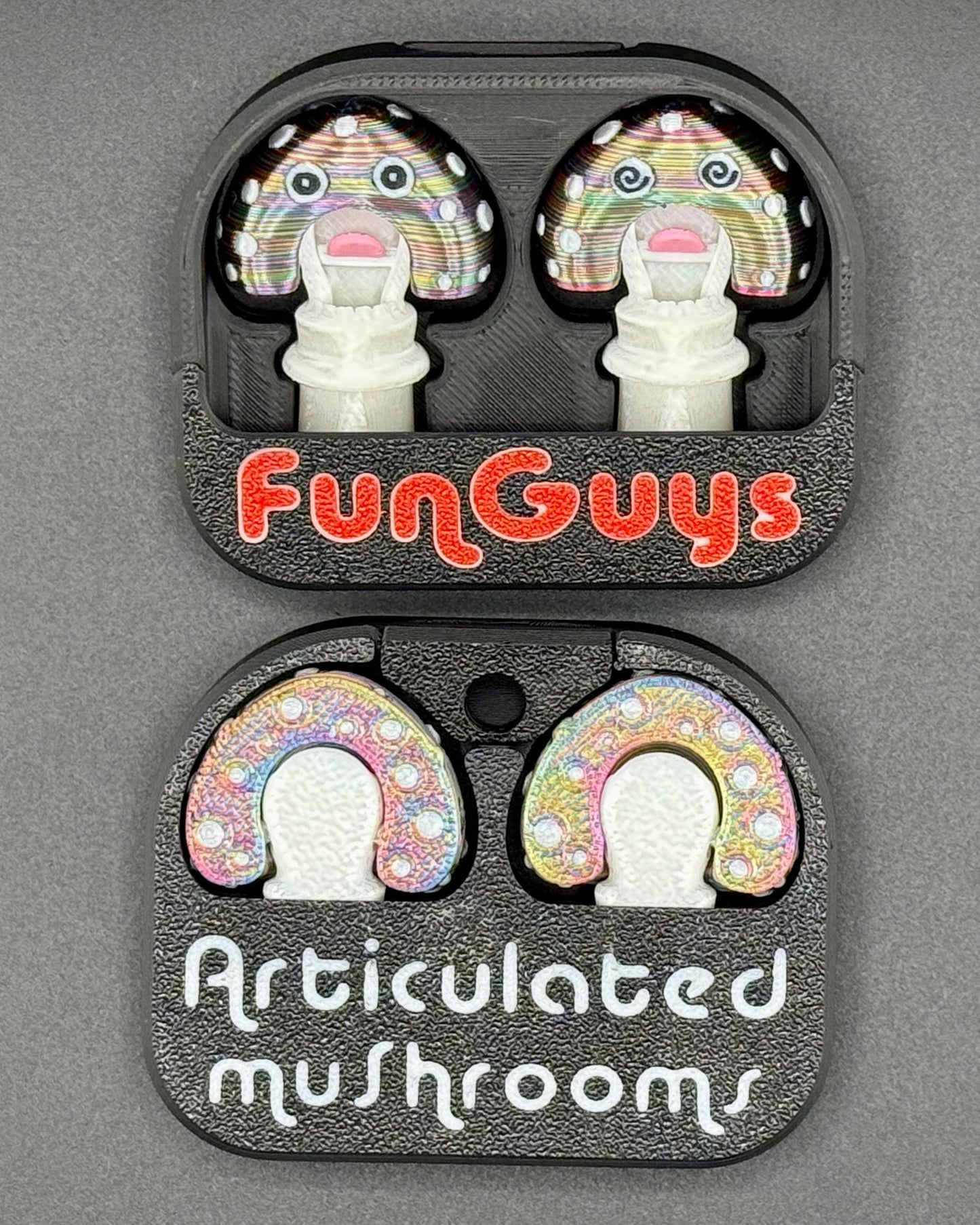 FunGuys Articulating Mushroom Fidget 3D Printed Articulated Fidget Toy, Unique 3D Printed Toy Gift Set
