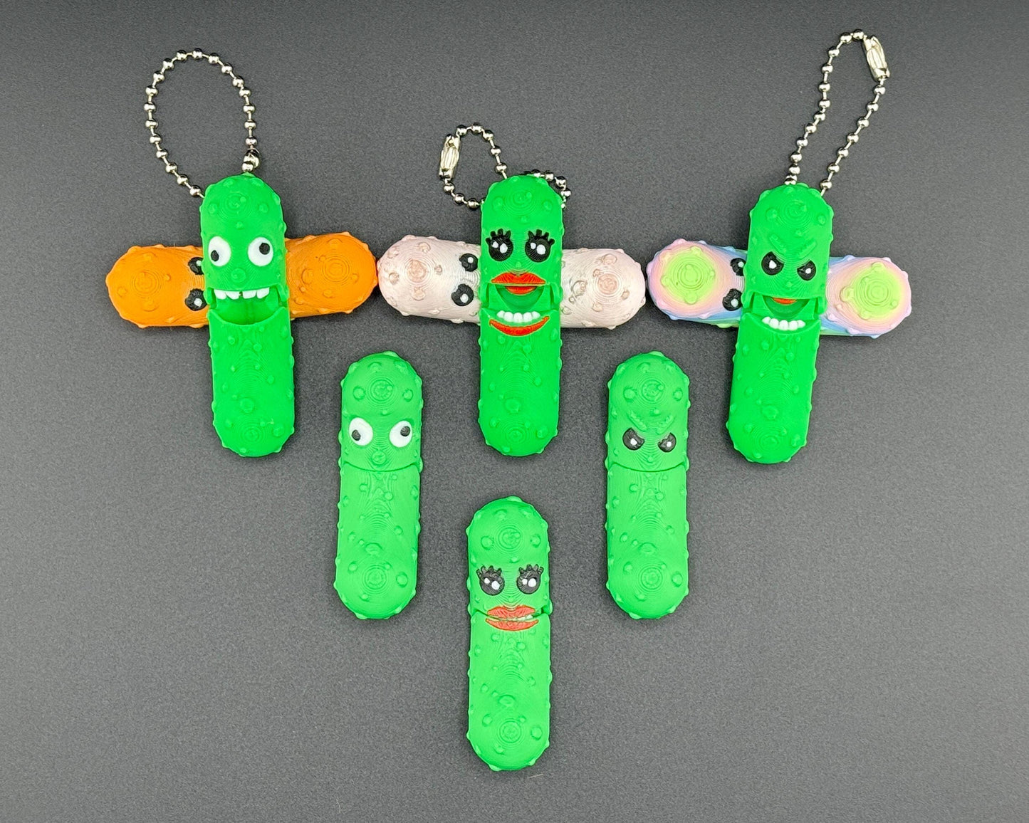 Pickle Expansion Mystery Pack, Tickles the Pickle 3D Printed Articulating Pickle Fidget Mystery Pack, Keychain Tag Accessory for Book Bag