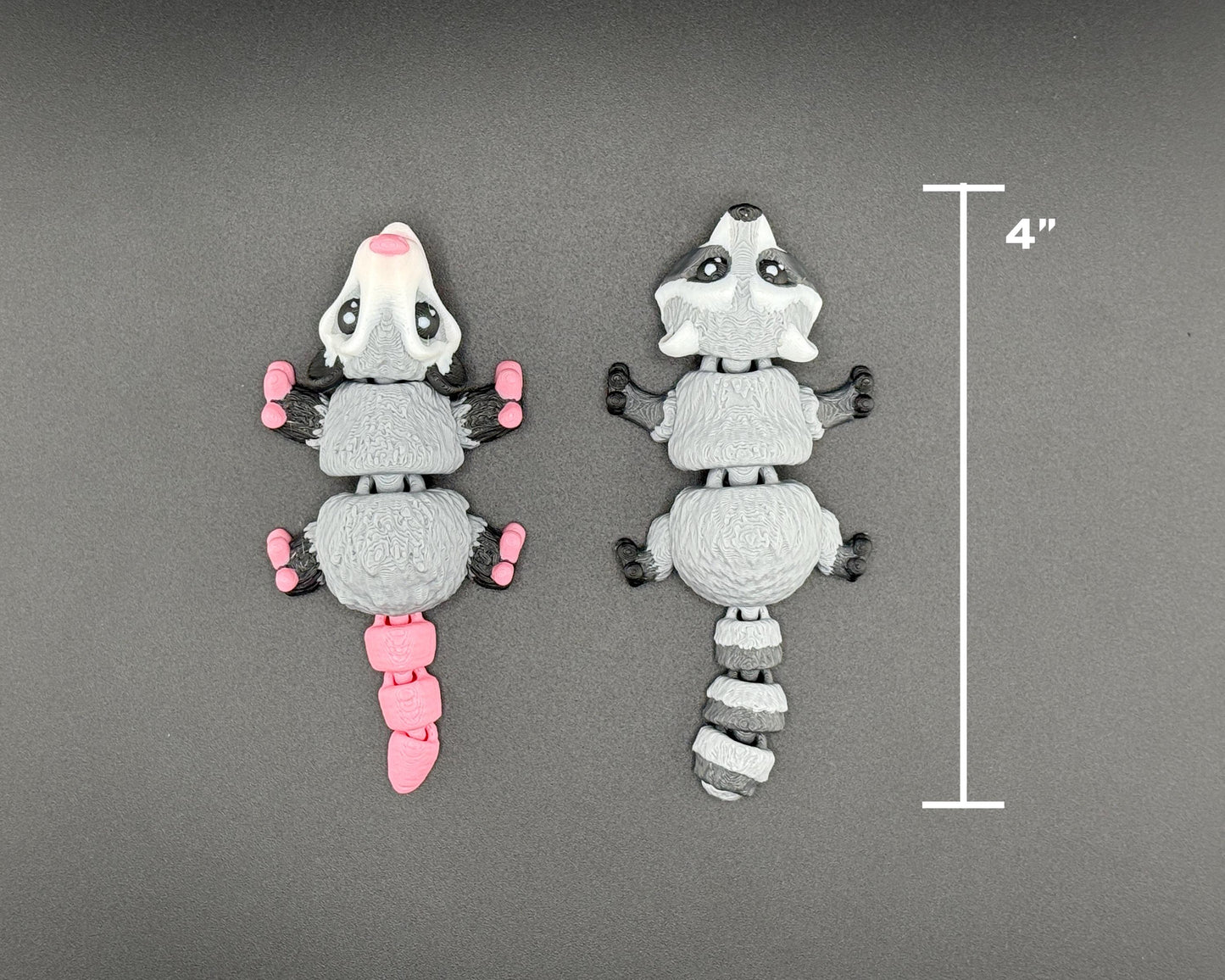 Trash Panda Dumpster Fidget Set | 3D Printed Articulated Raccoon and Opossum | Desktop Dumpster Fire Pen Holder | Unique Desk Decor