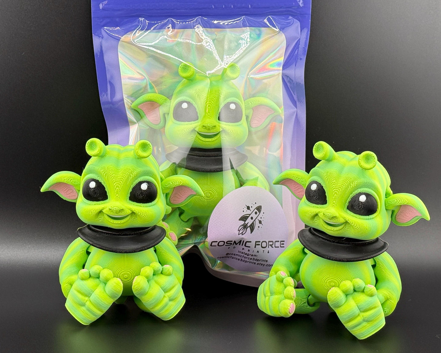 Baby Alien Fidget Friend | Large 3D Printed Articulating Flexi Alien Figure | Printverse Cute Alien | Baby Alien Gift | Stress Relief Toy