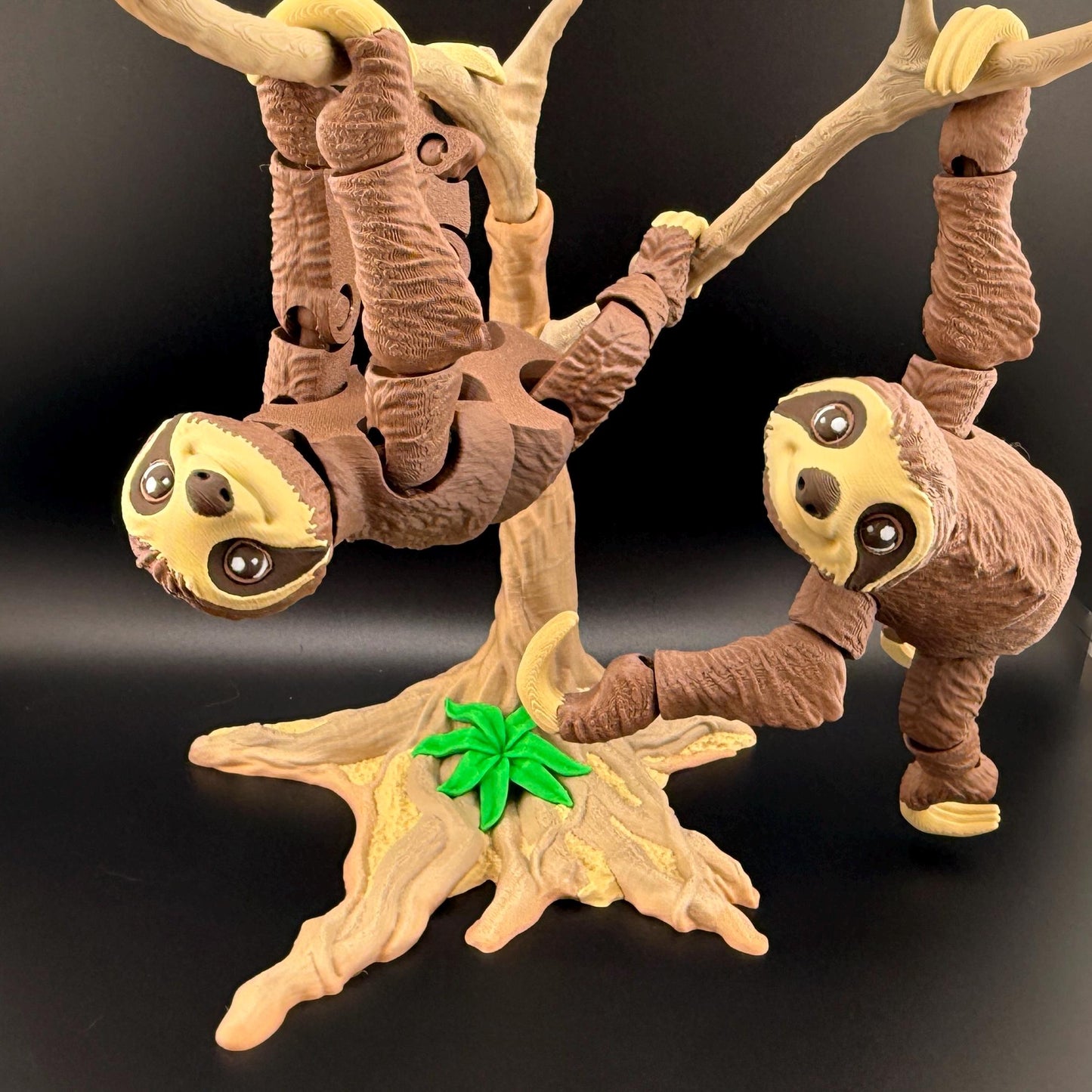 Sloth Flexi Fidget Friend | 3D Printed Articulating Sloth Set | 3 Toed Hanging Sloth | Large Sloth & Tree | Unique Gift | Stress Relief