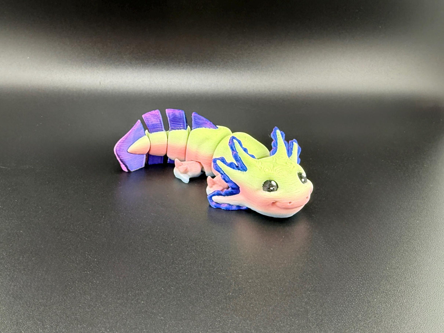 Rainbow Axolotl Fidget Toy – 3D Printed Articulated Axolotl – Small and Large Sizes – Cute Desk Pet, Stress Relief Toy, Pride Rainbow Fidget