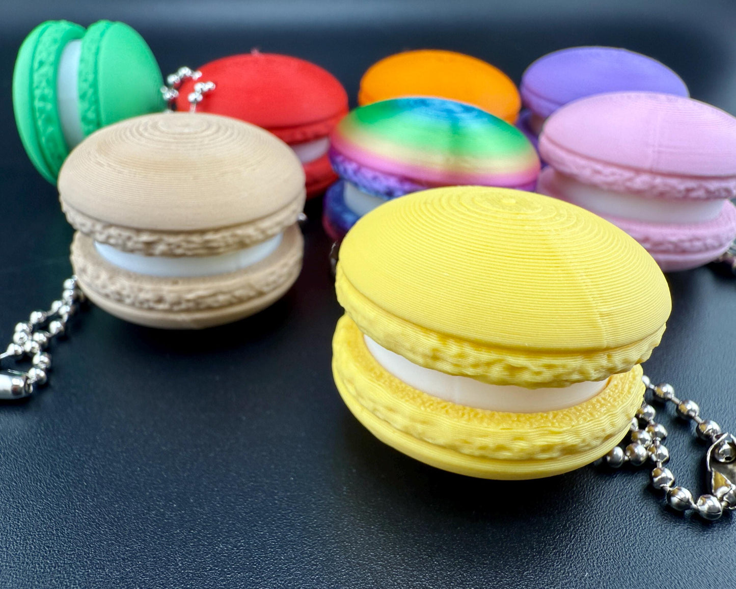 Macaron Clicker Fidget Keychain | 3D Printed Sensory Toy | Cute Stress Relief Gift for Desk, Bag, or Pocket | Clicky Keyring | Rainbow Pride