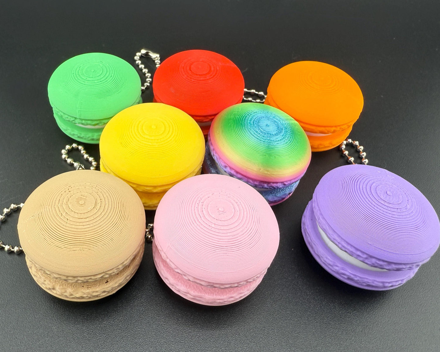 Macaron Clicker Fidget Keychain | 3D Printed Sensory Toy | Cute Stress Relief Gift for Desk, Bag, or Pocket | Clicky Keyring | Rainbow Pride