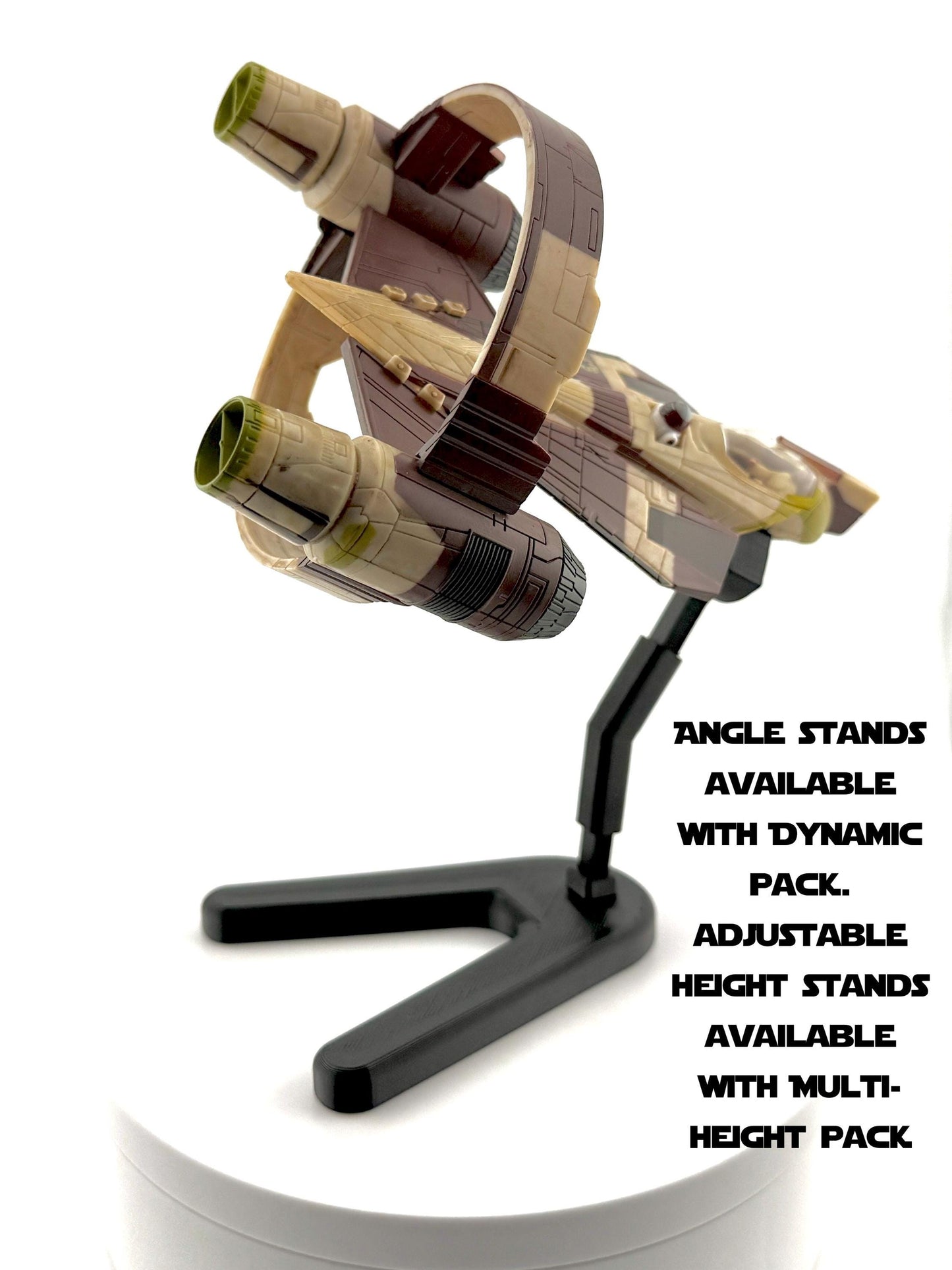 Jedi Starfighter Flight Stand for Micro Galaxy Squadron | Cosmic Swap Flight Stands | Fixed-Height, Multi-Height, Dynamic Packs