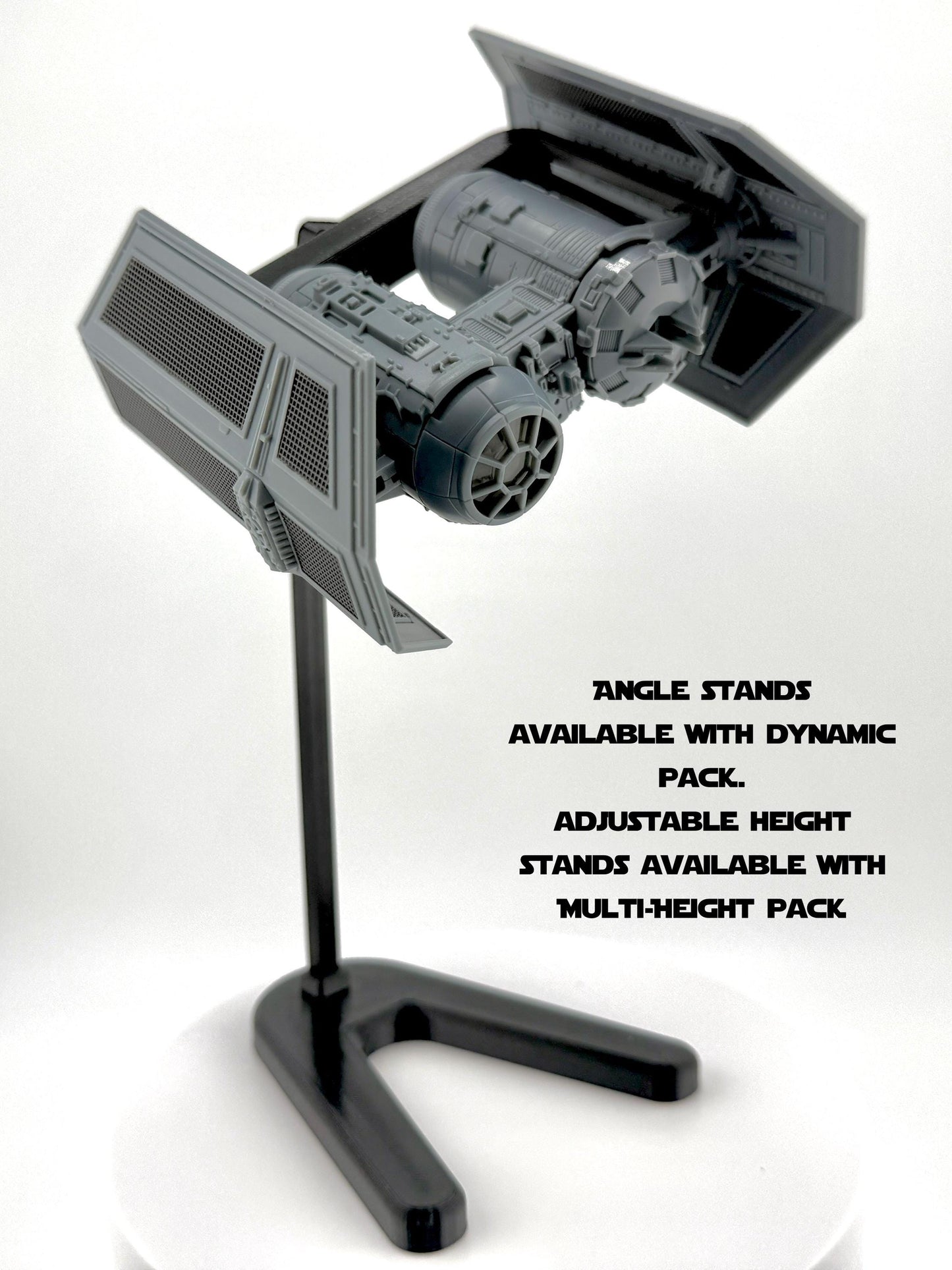 TIE Bomber Flight Stand for Micro Galaxy Squadron | Cosmic Swap Flight Stands | Fixed-Height, Multi-Height, Dynamic Packs | Starfighter