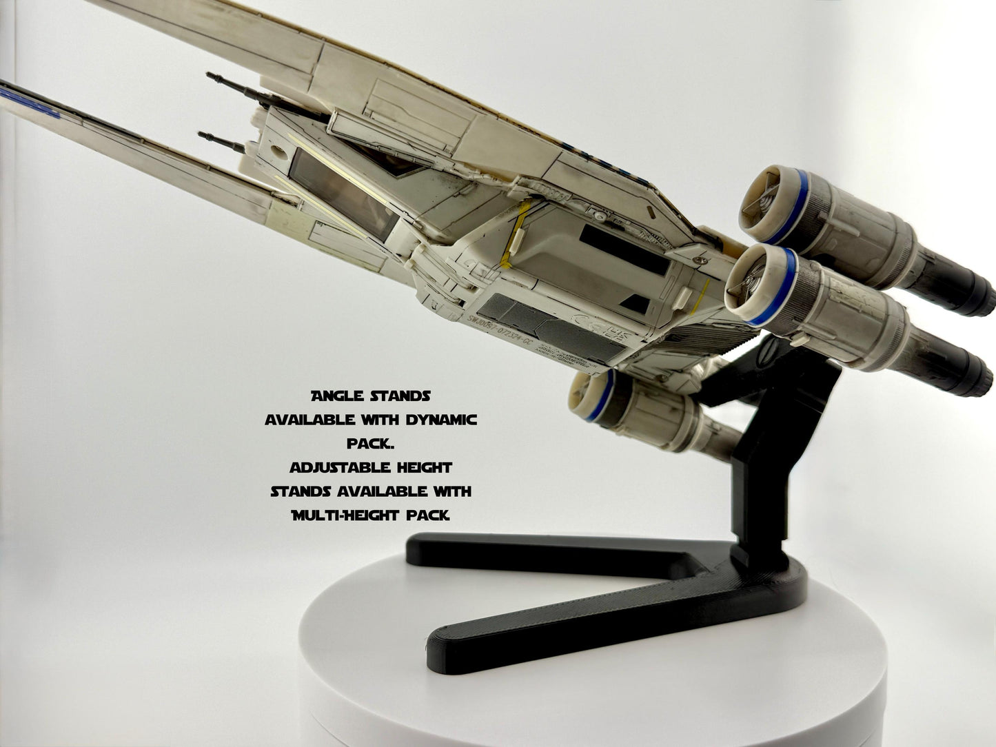 U-Wing Flight Stand for Micro Galaxy Squadron | Cosmic Swap Flight Stands | Fixed-Height, Multi-Height, Dynamic Packs | Starship Stand