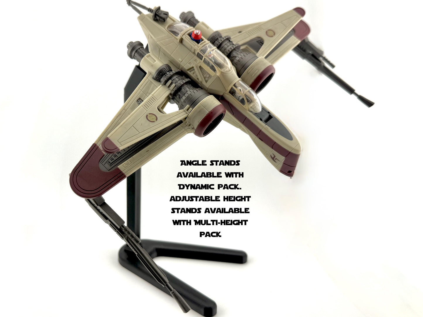 ARC-170 Flight Stand for Micro Galaxy Squadron | Cosmic Swap Flight Stands | Fixed-Height, Multi-Height, Dynamic Packs| Durable Flight Stand