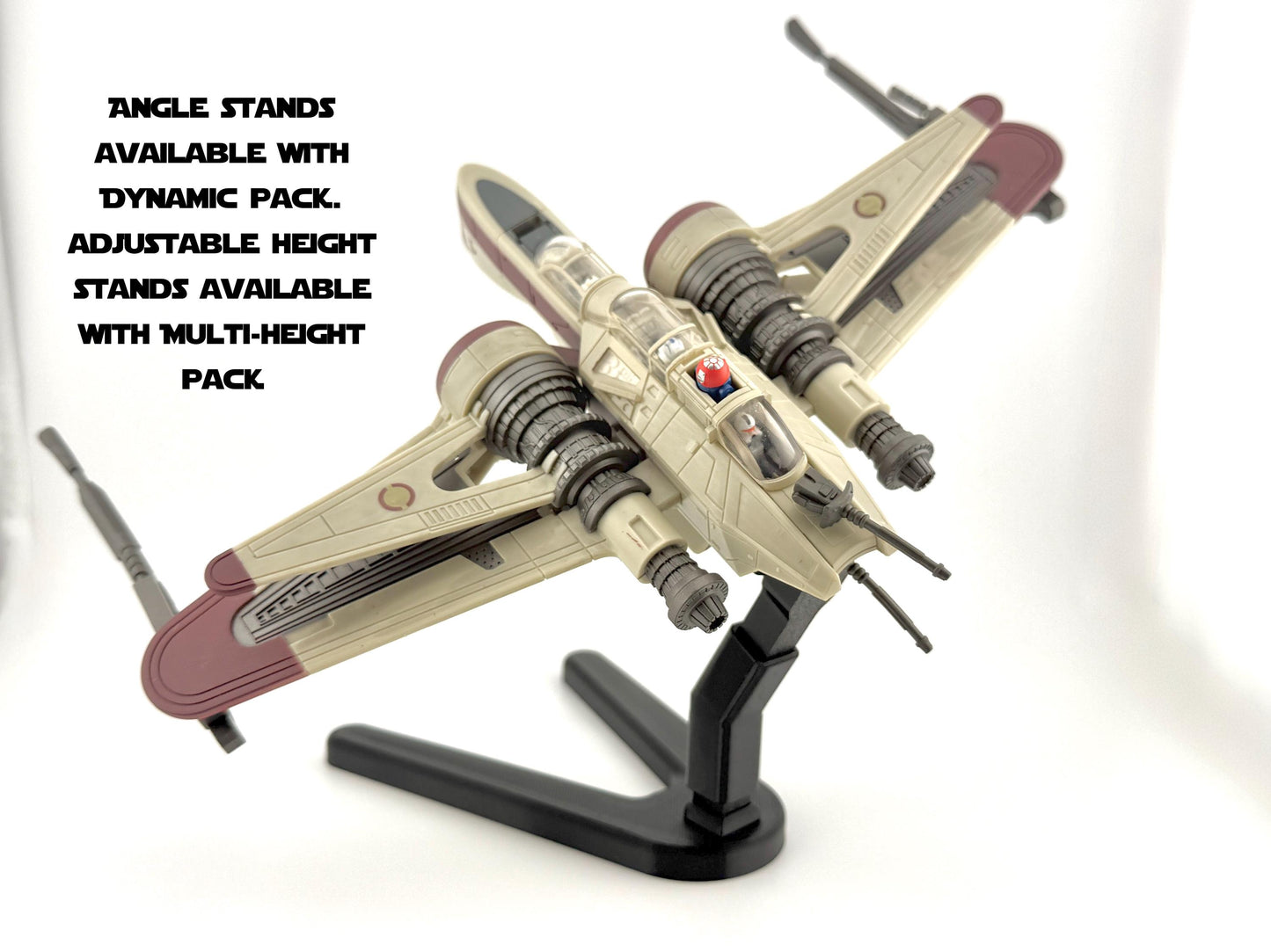 ARC-170 Flight Stand for Micro Galaxy Squadron | Cosmic Swap Flight Stands | Fixed-Height, Multi-Height, Dynamic Packs| Durable Flight Stand