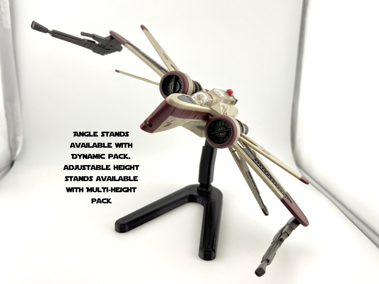 ARC-170 Flight Stand for Micro Galaxy Squadron | Cosmic Swap Flight Stands | Fixed-Height, Multi-Height, Dynamic Packs| Durable Flight Stand