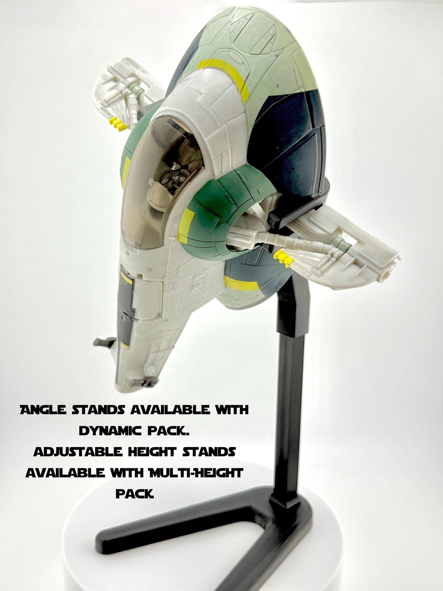 Boba/Jango Fett’s Starship Flight Stand for Micro Galaxy Squadron | Cosmic Swap Flight Stands | Fixed-Height, Multi-Height, Dynamic Packs