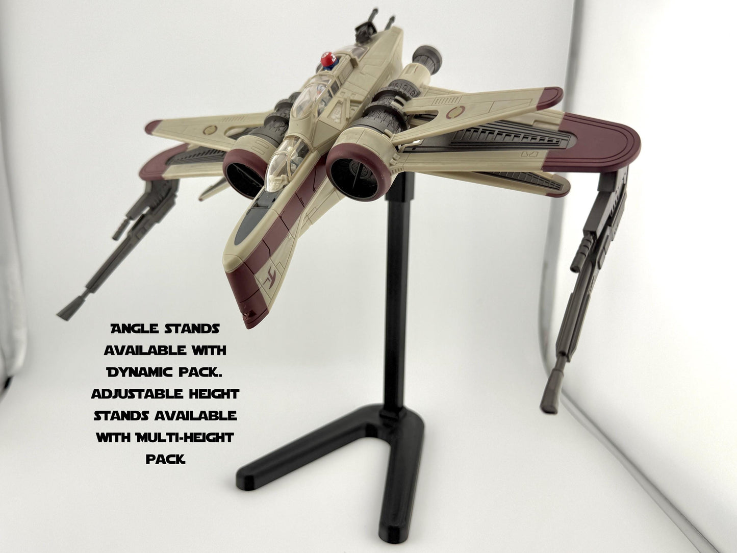 ARC-170 Flight Stand for Micro Galaxy Squadron | Cosmic Swap Flight Stands | Fixed-Height, Multi-Height, Dynamic Packs| Durable Flight Stand