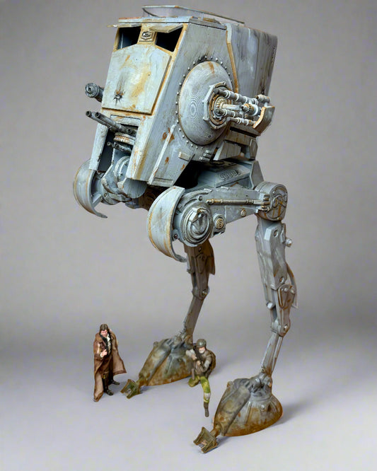 AT-ST 1/12 Scale for star wars the black series profile view with Han Solo black series figure for size comparison
