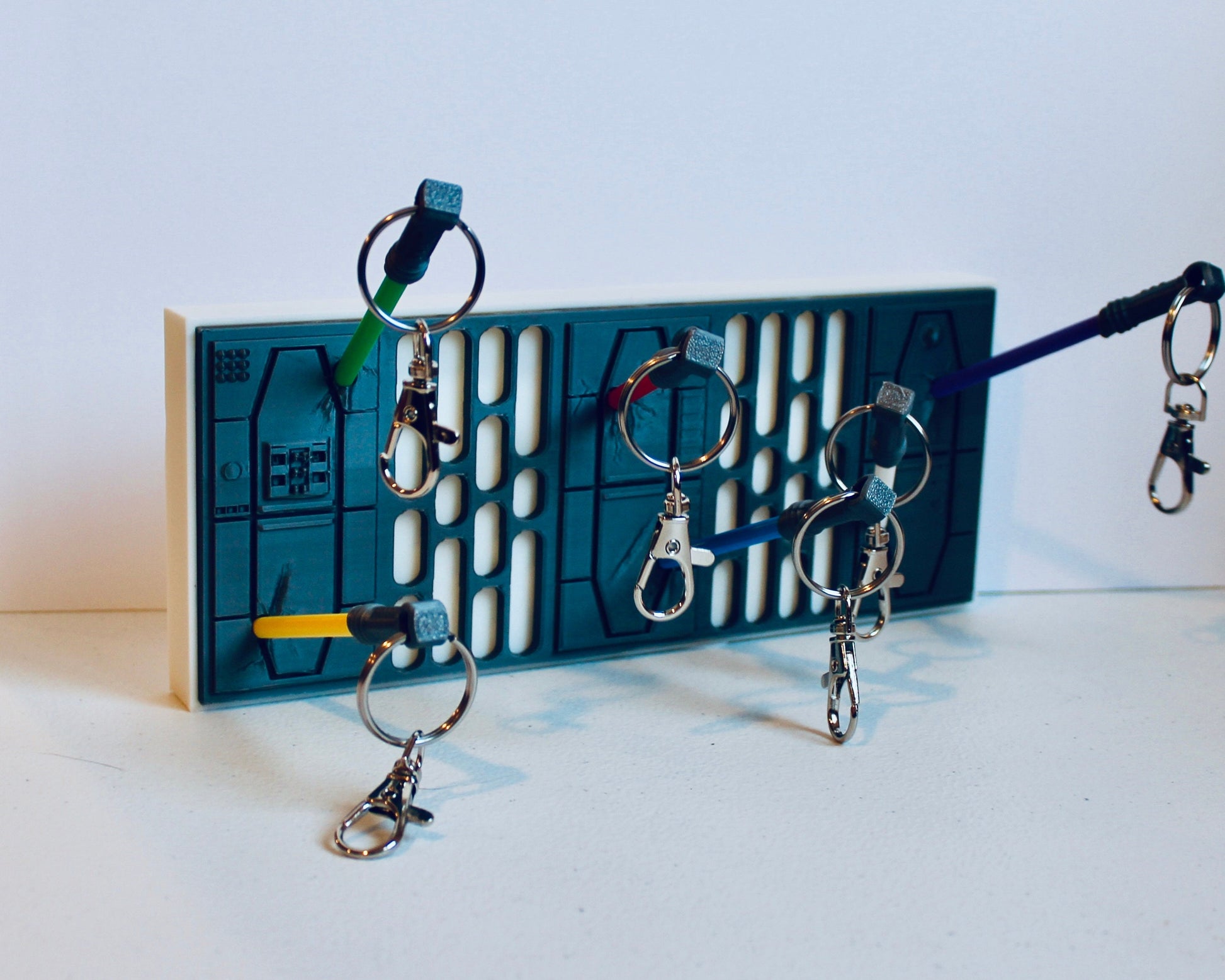 Lightsaber Key Rack, Wall Mounted Key Hanger, Sci-Fi Fantasy Decor, Key Holder for Star Wars Fans 3D Printed Death Star Wall Design