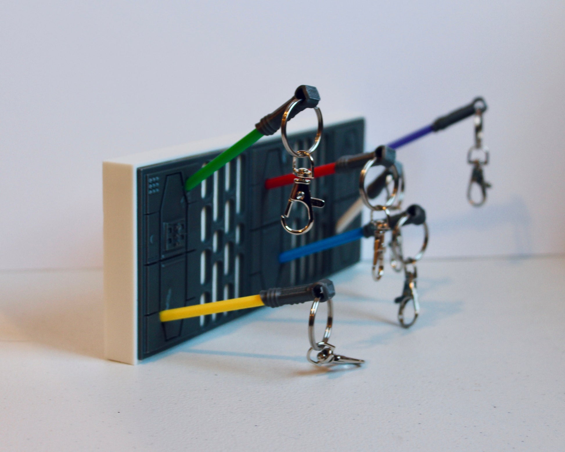 Lightsaber Key Rack, Wall Mounted Key Hanger, Sci-Fi Fantasy Decor, Key Holder for Star Wars Fans 3D Printed Death Star Wall Design