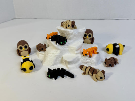 Spring Animal 6 Pack ZOU3D Flexi Articulated Sensory Fidget 3D Printed Animal Wiggle Stocking Stuffer Gift for Teacher Counselor Therapy Toy