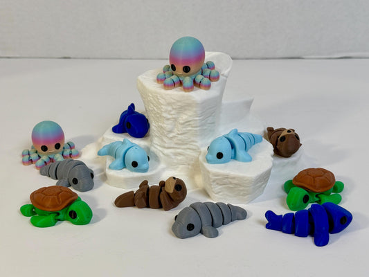Sea Animal Fidget Friends 6 Pack Flexi Articulated Sensory Fidgets 3D Printed Toy Animals Cute Wiggle Toy Stocking Stuffer Gift ZOU3D Toy