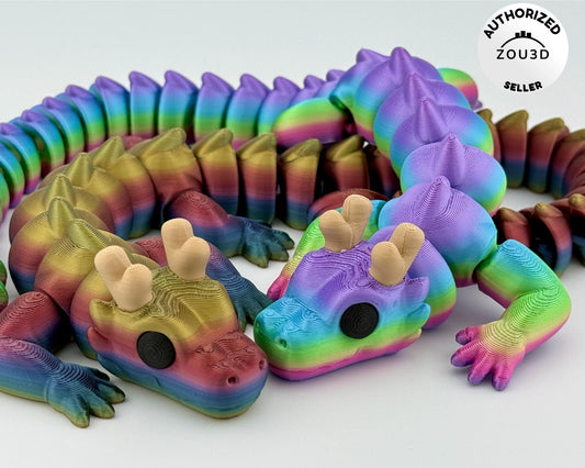 Articulated Dragon Fidget Desk Pet – 3D Printed Flexi Desk Toy for Teens & Adults | Sensory Stress Relief Gift | Rainbow Pride Options