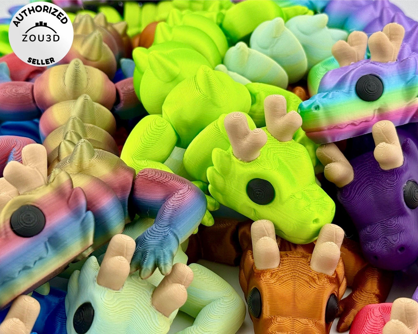 Articulated Dragon Fidget Desk Pet – 3D Printed Flexi Desk Toy for Teens & Adults | Sensory Stress Relief Gift | Rainbow Pride Options