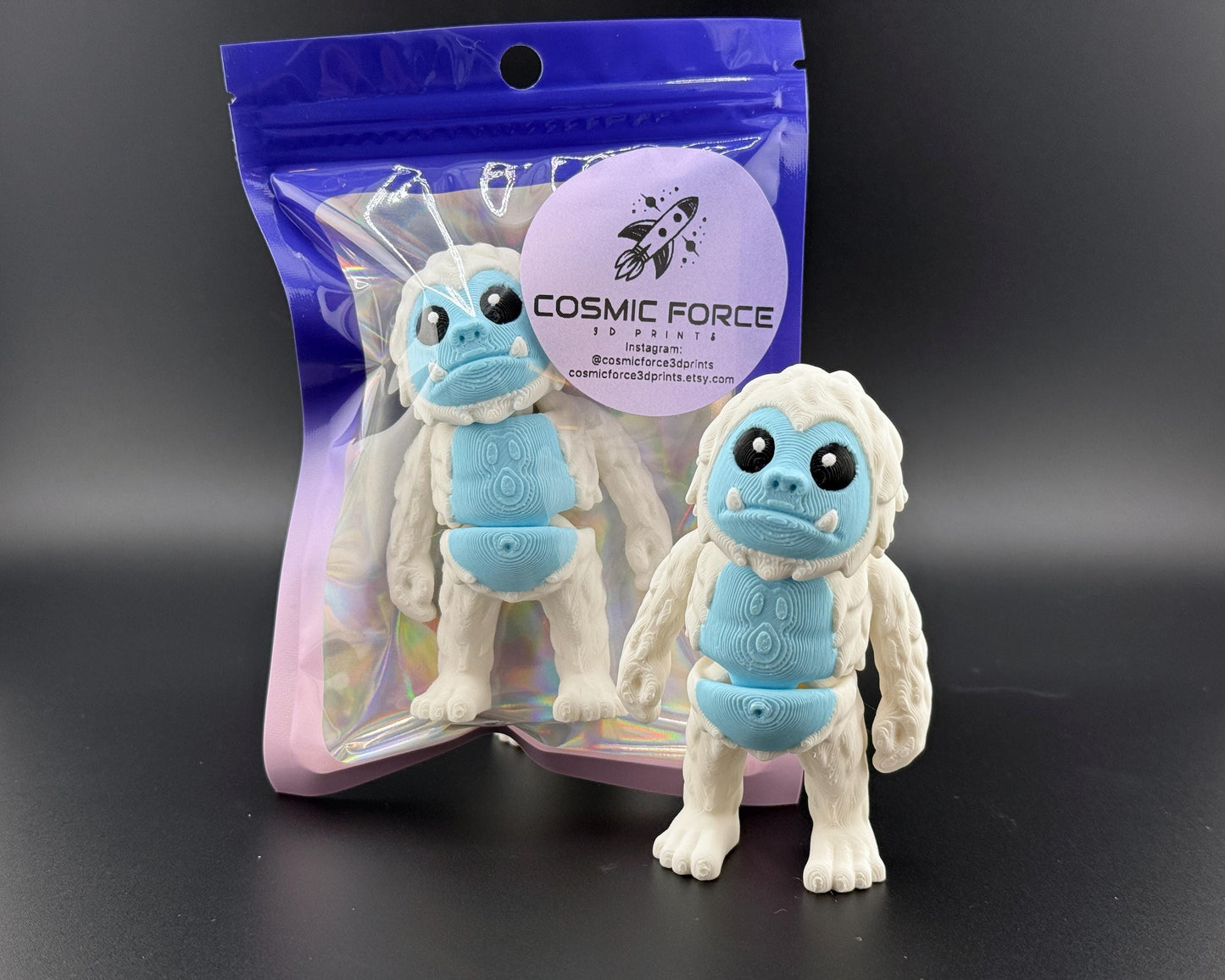 Yeti Fidget Friend Flexi Articulated Sensory Toy 3D Printed Animal Toy Wiggle Stocking Stuffer Teacher Gift Abominable Snowman Therapy Toy