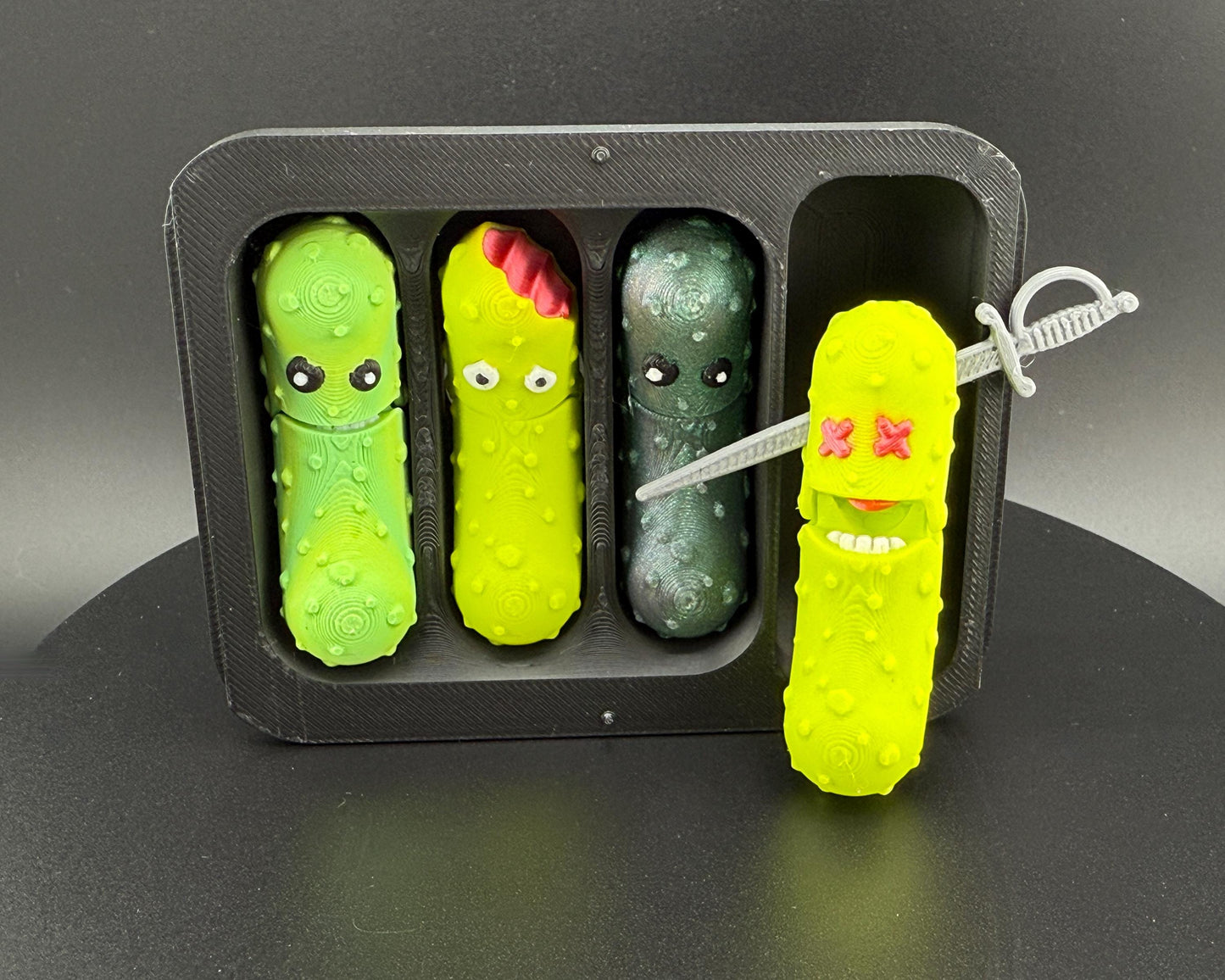 Tickles the Pickle 3D Printed Articulating Pickle Fidget Mystery Pack, Expansion Pack Options, Keychain Tag Accessory for Book Bag, Purse