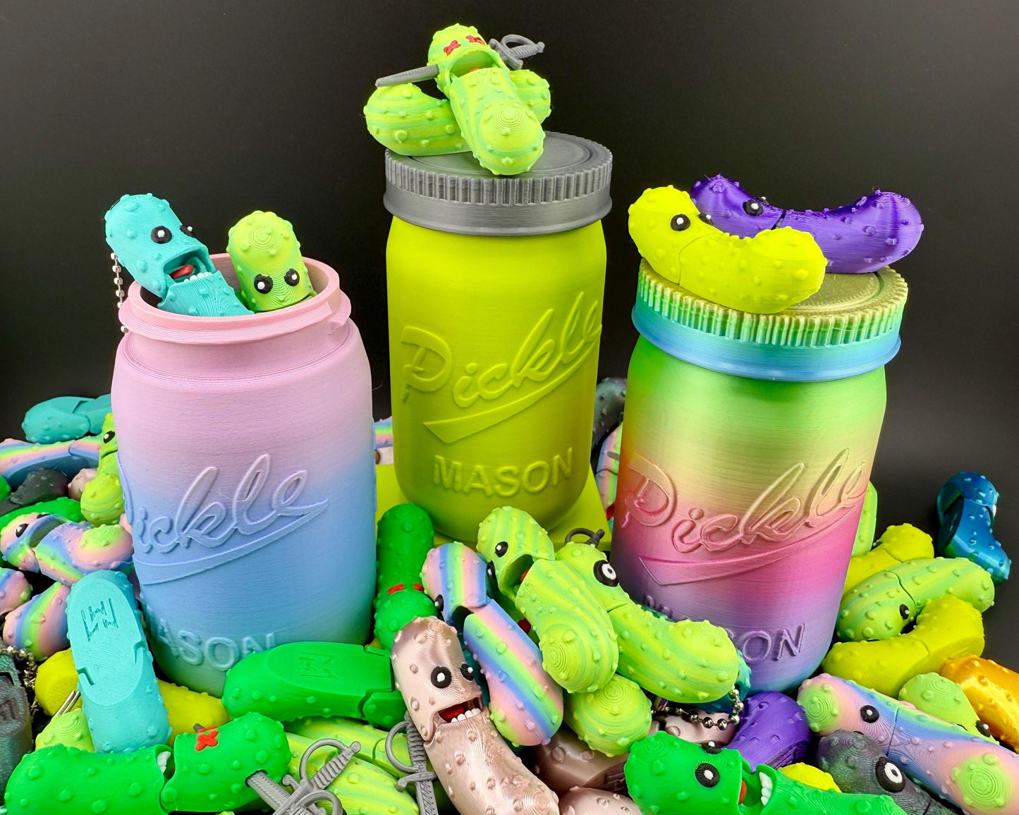 Pickle Mystery Jar 10 Pack, Tickles the Pickle 3D Printed Articulating Fidget Toy, Fun Pickle Jar Surprise Unique 3D Printed Gift Bundle
