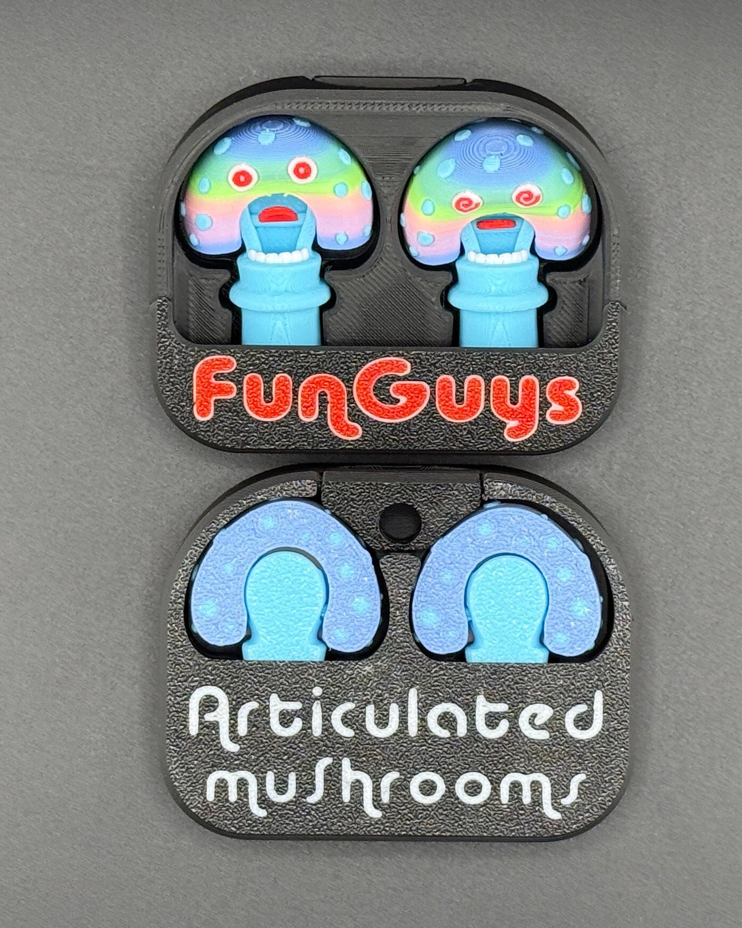 FunGuys Articulating Mushroom Fidget 3D Printed Articulated Fidget Toy, Unique 3D Printed Toy Gift Set