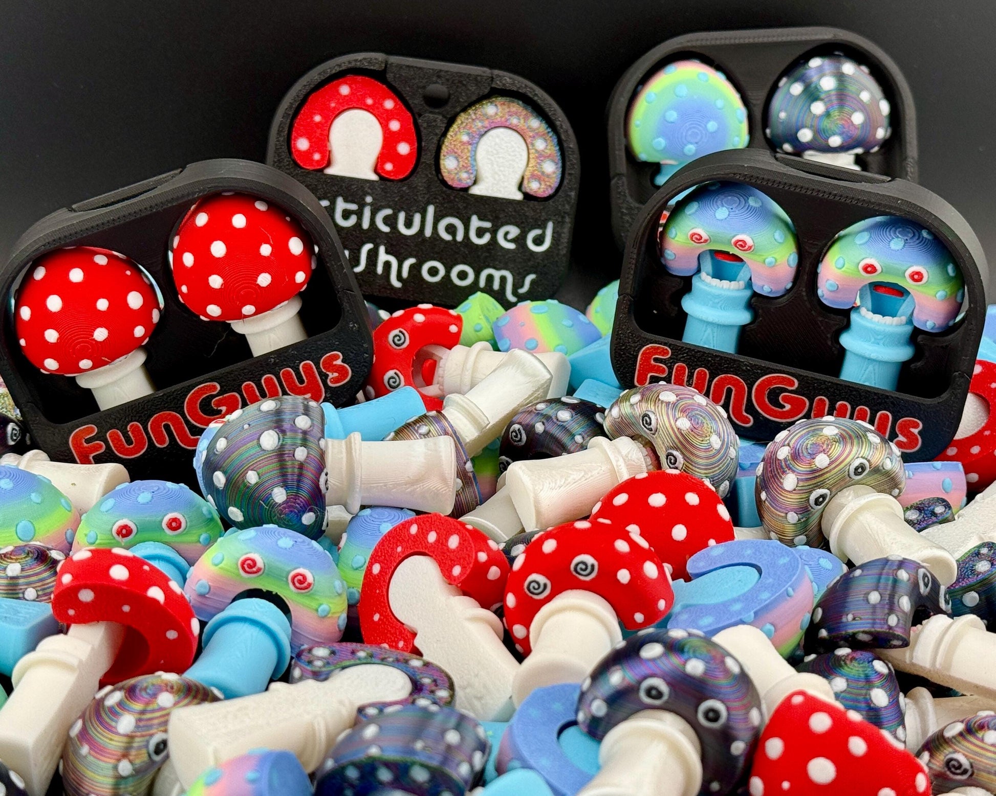 FunGuys Articulating Mushroom Fidget 3D Printed Articulated Fidget Toy, Unique 3D Printed Toy Gift Set